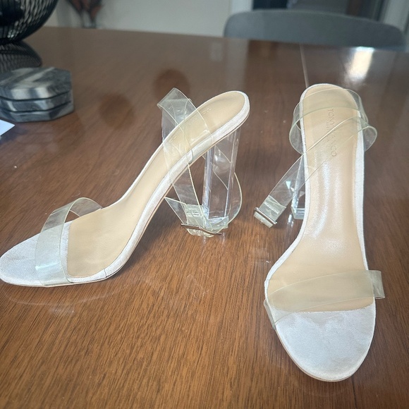 Tony Bianco Kiki Heels in Clear Vynalite & Blush Size 7 Ankle Strap Cinderella - Picture 6 of 6